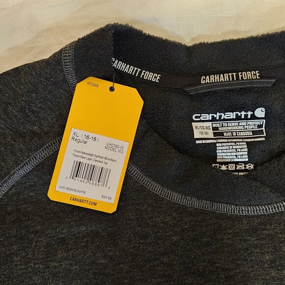 Women's Carhartt Force Heavyweight Synthetic Wool-Blend Fleece Base Crewneck Top - Picture 5 of 10
